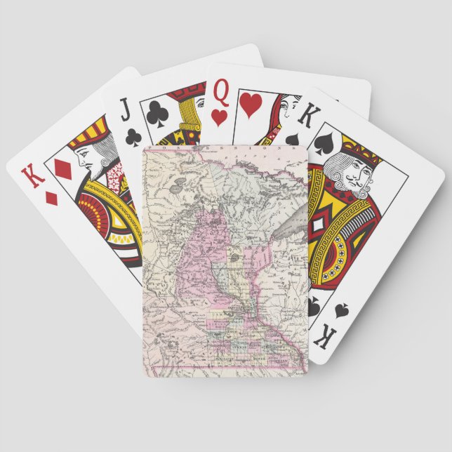 Jeu De Cartes Carte vintage du Minnesota (1855) (dos)