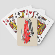 Cartes 1957 de jeu de Shoebox en rouge et blanc