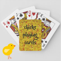 "Cartes à jouer poussins" Motif jaune amusant et m