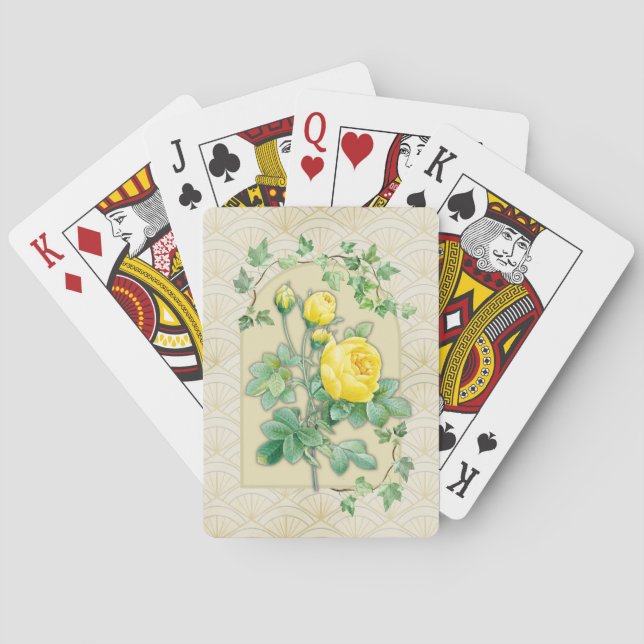 Jeu De Cartes Cartes de jeu Art Déco Roses Jaunes (dos)