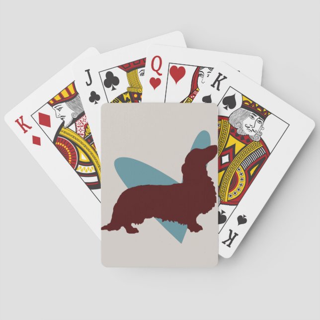 Jeu De Cartes Cartes de jeu aux cheveux longs de teckel (dos)