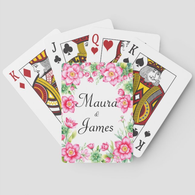 Jeu De Cartes Cartes de Jeu Classique Fleur Rose (dos)
