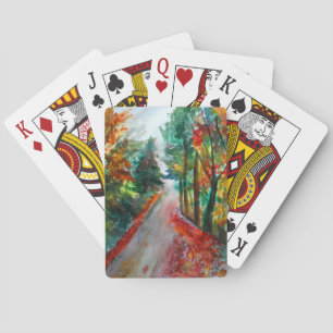 Jeu De Cartes Cartes de Jeu Classique Paysage Automne Aquarelle