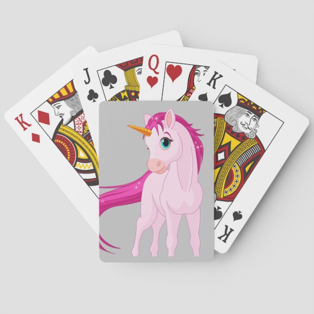 Jeu De Cartes Cartes de Jeu Classique Unicorne Rose (dos)