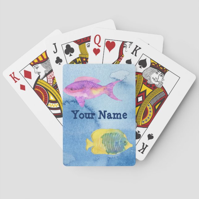 Jeu De Cartes Cartes de jeu customisées de poissons d'aquarelle (dos)