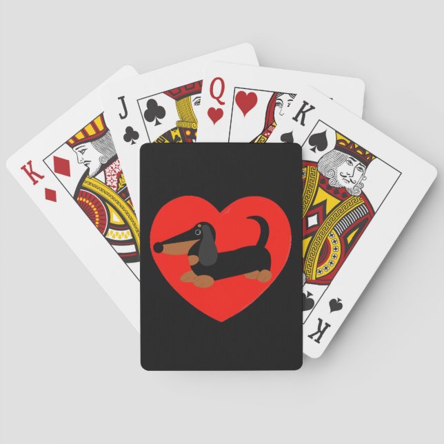 Jeu De Cartes Cartes de jeu d'amour de teckel (dos)
