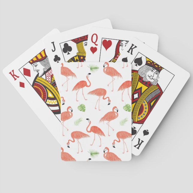 Jeu De Cartes Cartes de jeu d'aquarelle de motif de Flamant rose (dos)