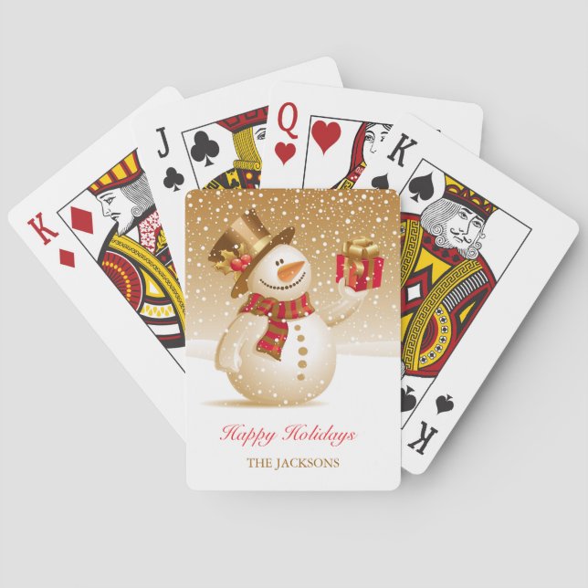 Jeu De Cartes Cartes de jeu de bonhomme de neige de Noël (dos)