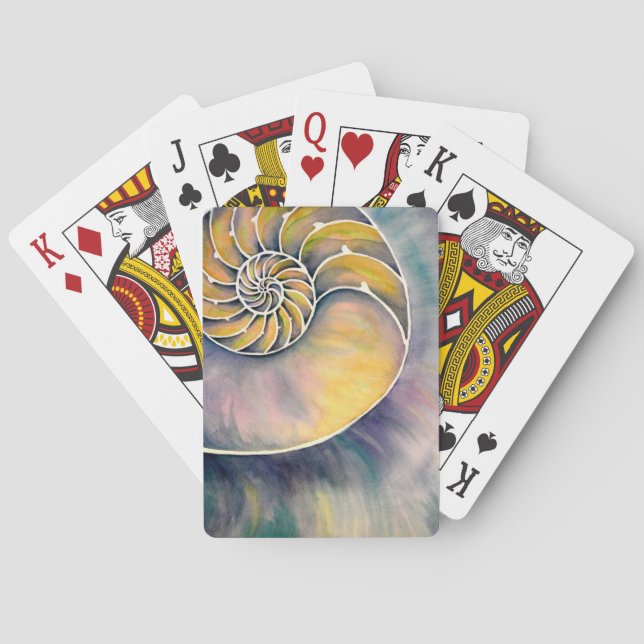 Jeu De Cartes Cartes de jeu de Nautilus d'aquarelle (dos)