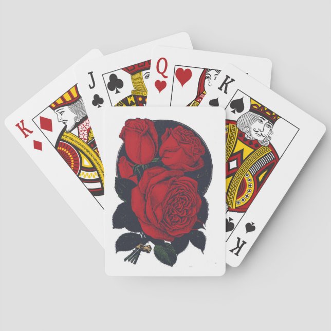 Jeu De Cartes Cartes de jeu de rose rouge (dos)