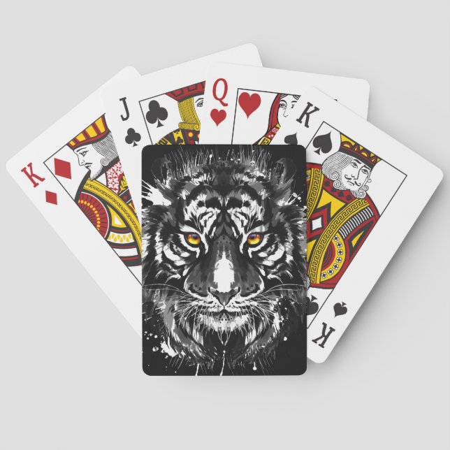 Jeu De Cartes Cartes de jeu de tigres | Tigre noir et blanc (dos)