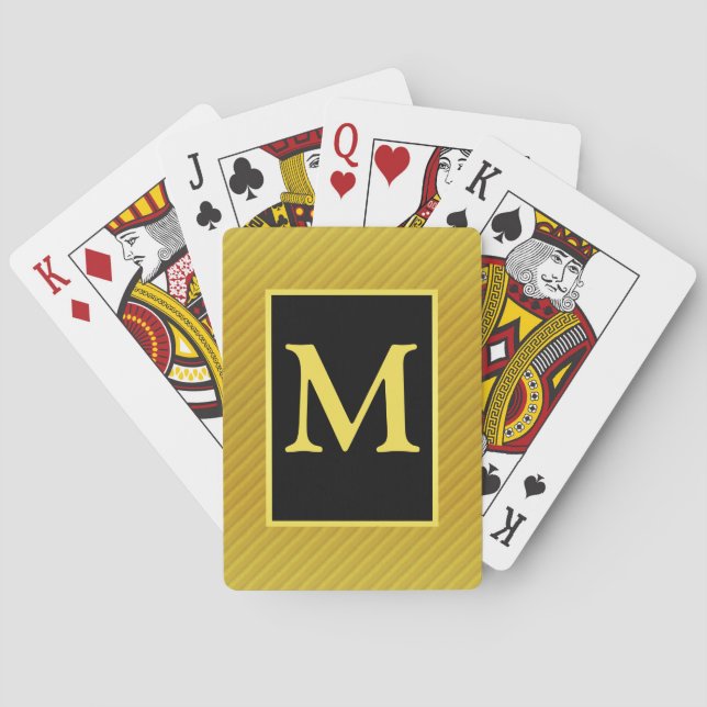 Jeu De Cartes Cartes de jeu décorées d'un monogramme jaunes et (dos)