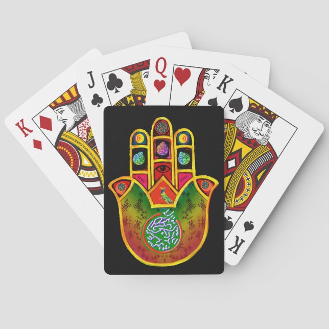 Jeu De Cartes Cartes de jeu d'heure-milliampère Jongg Hamsa (dos)
