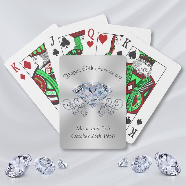 Jeu De Cartes Cartes de jeu du 60e anniversaire de diamant, votr (60th wedding anniversary party favors. Cheap anniversary gifts for grandparents, parents & friends.)