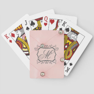 Jeu De Cartes Cartes de jeu en cuir tuftées roses de Bling de