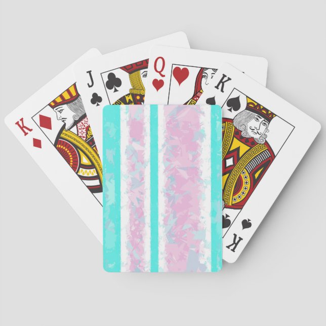 Jeu De Cartes Cartes de jeu en rayures turquoise, blanc cassé et (dos)