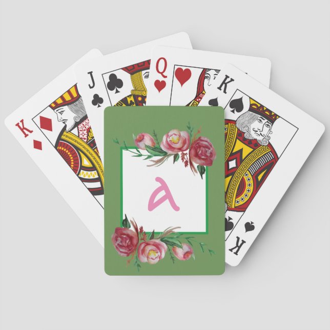 Jeu De Cartes Cartes de Jeu Floral Classique Initiales (dos)