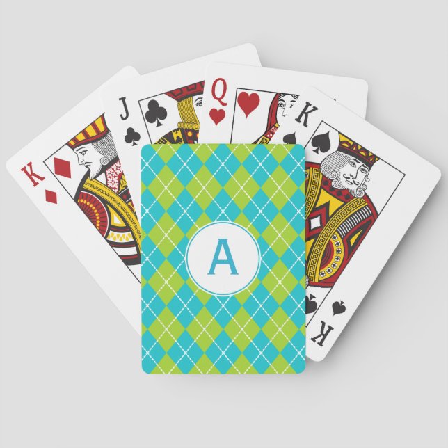 Jeu De Cartes Cartes de jeu Monogramme Turquoise (dos)