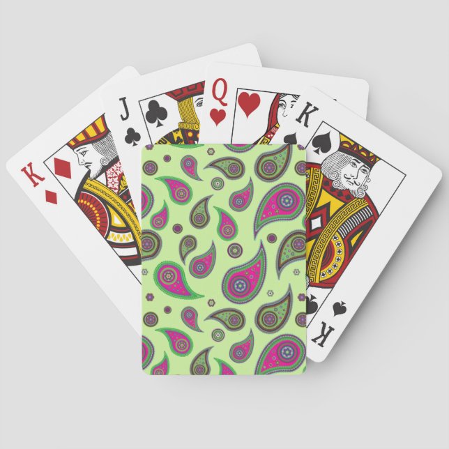 Jeu De Cartes Cartes de jeu Motif vert et rose (dos)