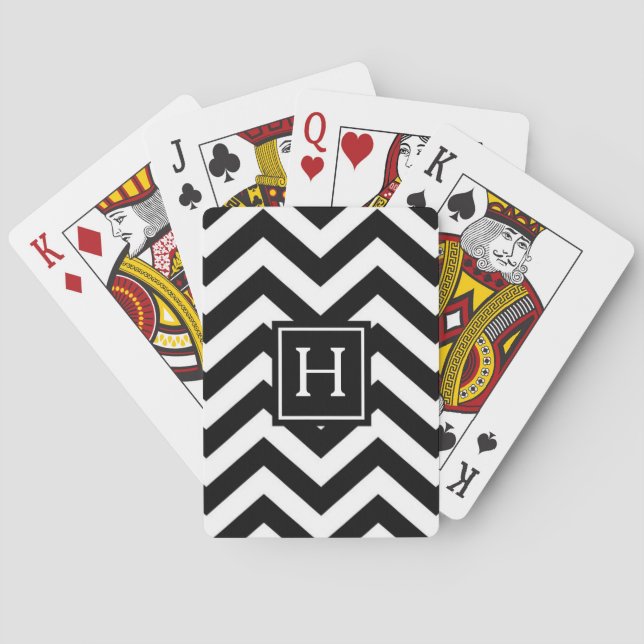 Jeu De Cartes Cartes de jeu noires et blanches de monogramme de (dos)