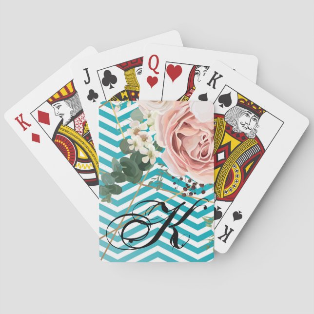 Jeu De Cartes Cartes de jeu personnalisées Rose géométrique Chev (dos)
