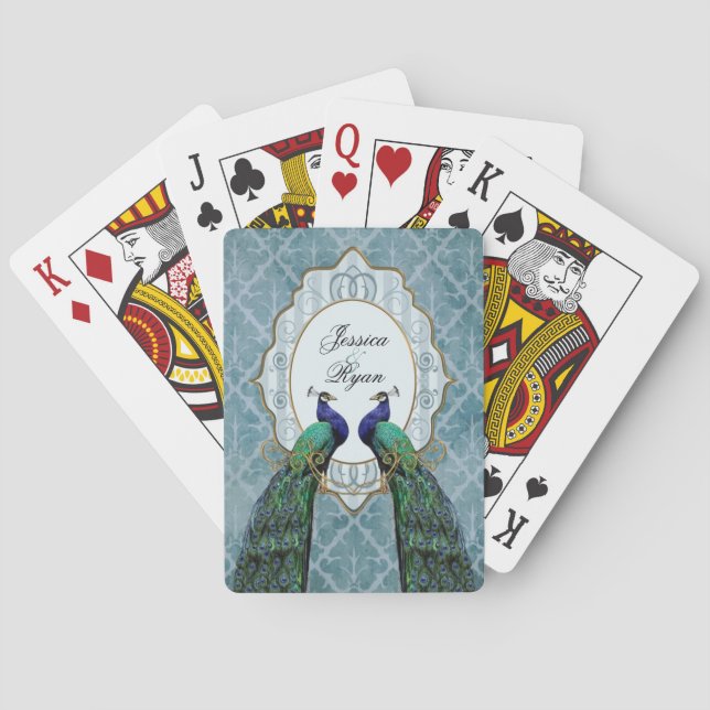 Jeu De Cartes Cartes de jeu personnalisées Royal Peacock (Bleu) (dos)
