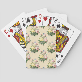 Jeu De Cartes Cartes de jeu roses de motif de fleur de cru
