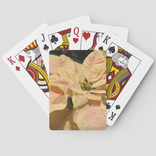 Jeu De Cartes Cartes de jeu roses de Noël de poinsettia (dos)