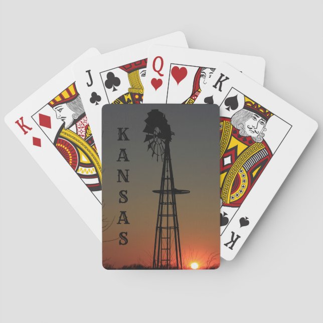 Jeu De Cartes Cartes de jeu Silhouette de moulin à vent Kansas (dos)