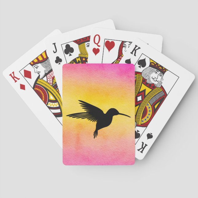 Jeu De Cartes Cartes de jeu texturisées de colibri d'aquarelle (dos)