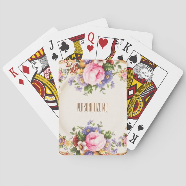 Jeu De Cartes Cartes de jeu victoriennes de roseraie anglaise (dos)