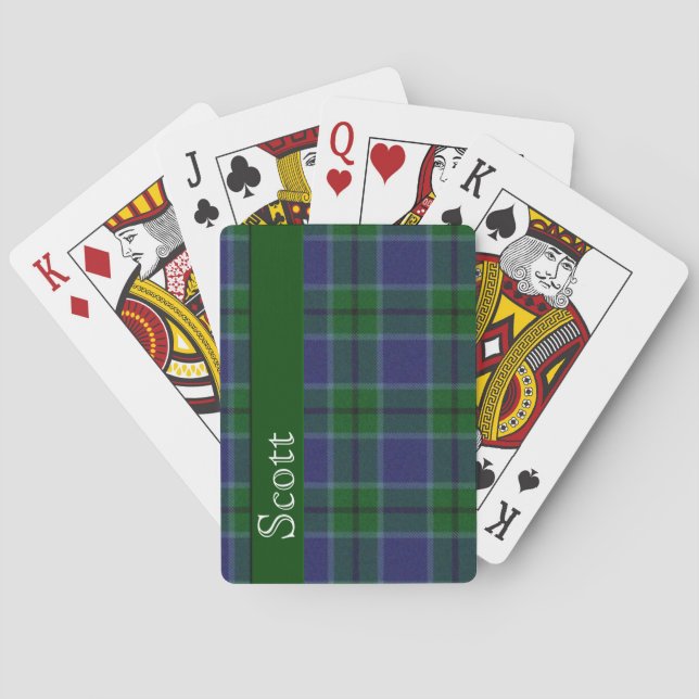 Jeu De Cartes Cartes de lecture bleu et vert Tartan Plaid (dos)