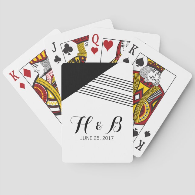Jeu De Cartes Cartes de lecture en bande géométrique blanche noi (dos)