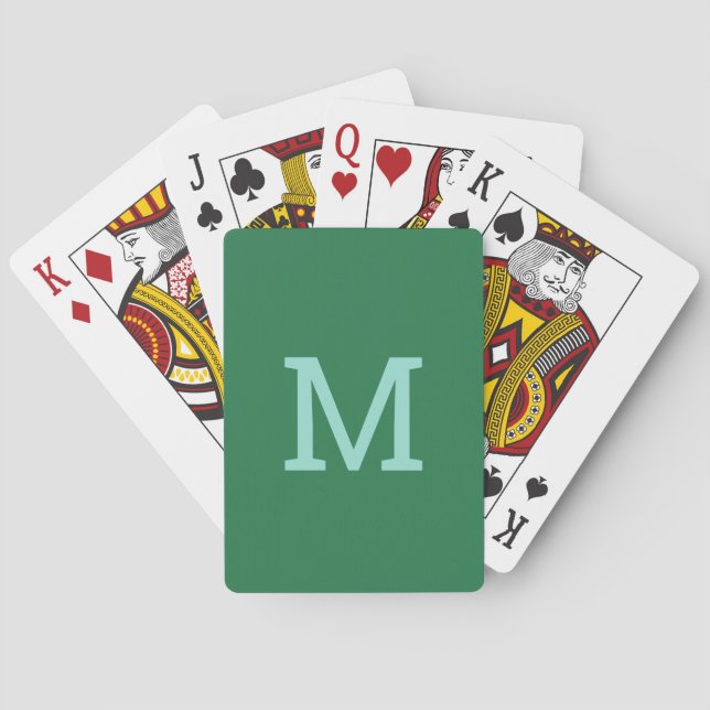 Jeu De Cartes Cartes de lecture initiales en monogramme vert mig (dos)