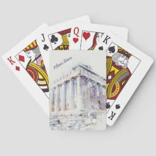 Jeu De Cartes Cartes de Poker au Parthénon Aquarelle - Athènes A