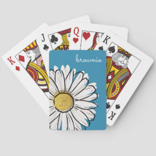 Jeu De Cartes Cartes de Poker Personnalisées Blue & Yellow Daisy