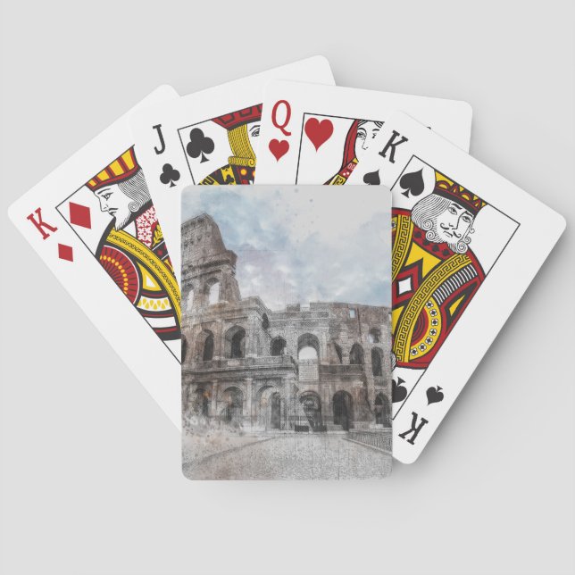 Jeu De Cartes Cartes de poker Watercolor Colosseum - Rome Artist (dos)
