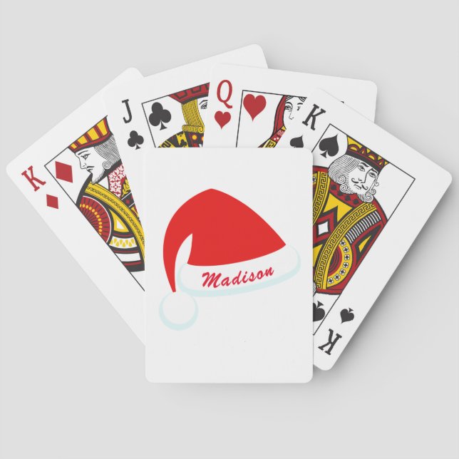 Jeu De Cartes Cartes personnalisées Red & White Santa Hat Jouer (dos)