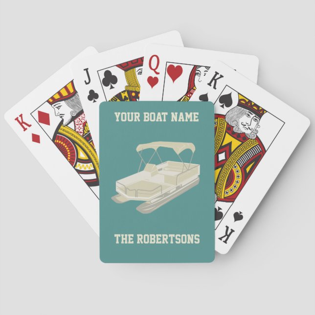 Jeu De Cartes Cartes personnalisées turquoise & Tan Pontoon Boat (dos)