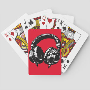 Jeu De Cartes Casque de musique noire DJ Anniversaire Fête Favor