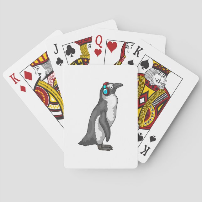 Jeu De Cartes Casque de musique Penguin (dos)