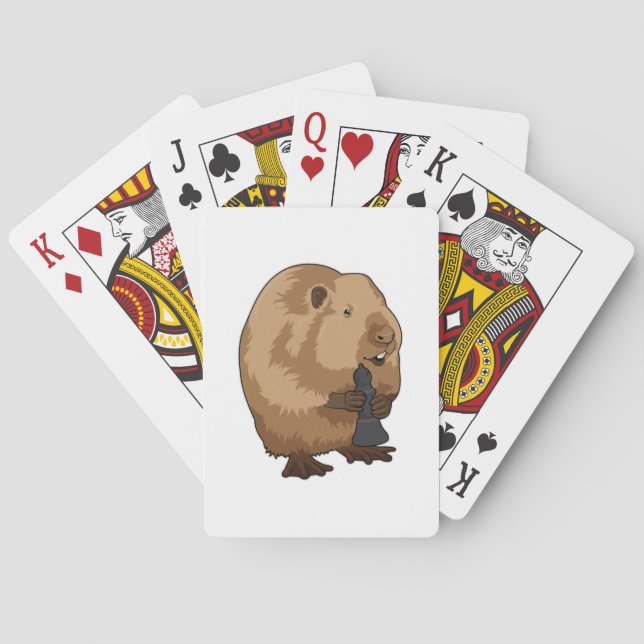 Jeu De Cartes Castor au jeu d'échecs avec pièce d'échecs Évêque (dos)