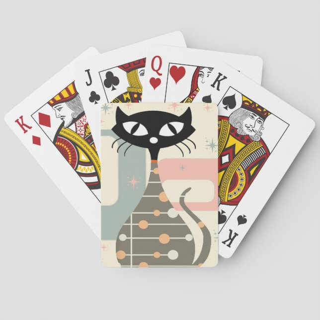 Jeu De Cartes Cat du milieu du siècle moderne (dos)