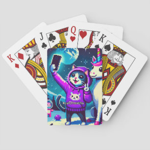 Jeu De Cartes Cat & Unicorn OVNI Selfie : Big Meeting Poker Card