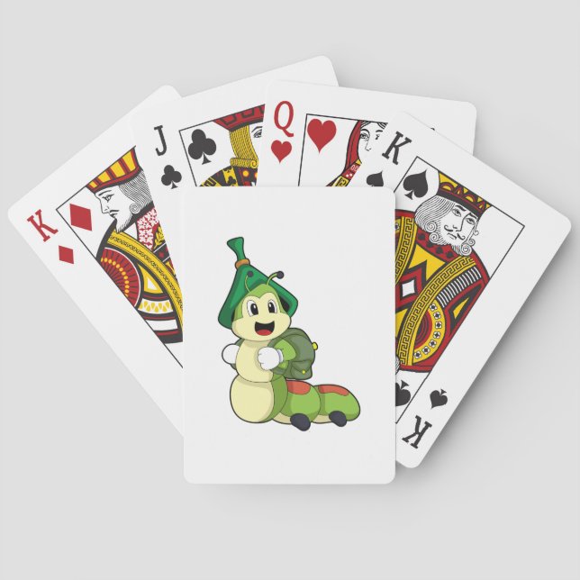 Jeu De Cartes Caterpillar en tant qu'étudiant avec sac à dos (dos)