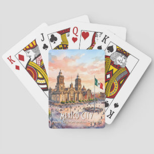 Jeu De Cartes Cathédrale catholique de Mexico Watercolor Voyage