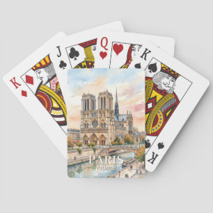Jeu De Cartes Cathédrale Notre-Dame de Paris Aquarelle Voyage