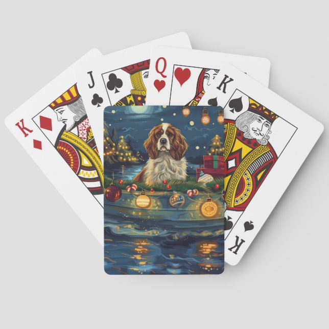 Jeu De Cartes Cavalier King Charles Noël Festive Voyage (dos)