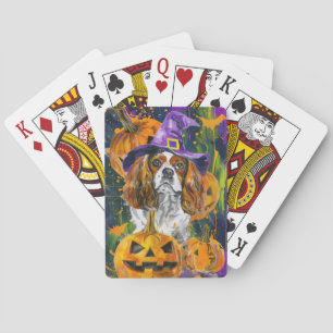 Jeu De Cartes Cavalier King Chien Halloween Sorcière Et Citrouil