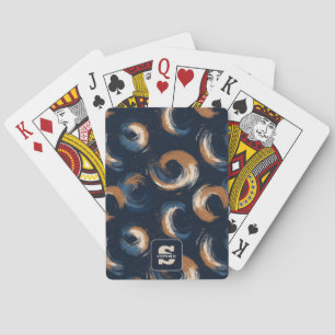 Jeu De Cartes Cercle bleu et Brown sur Arrière - plan foncé